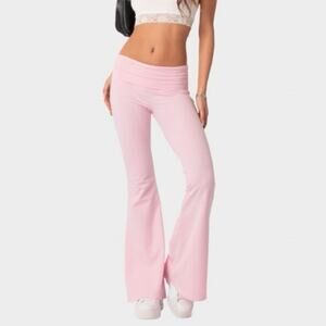 Edikted NEW‎ Naomi Flared Bubble Gum Pink Pants Small